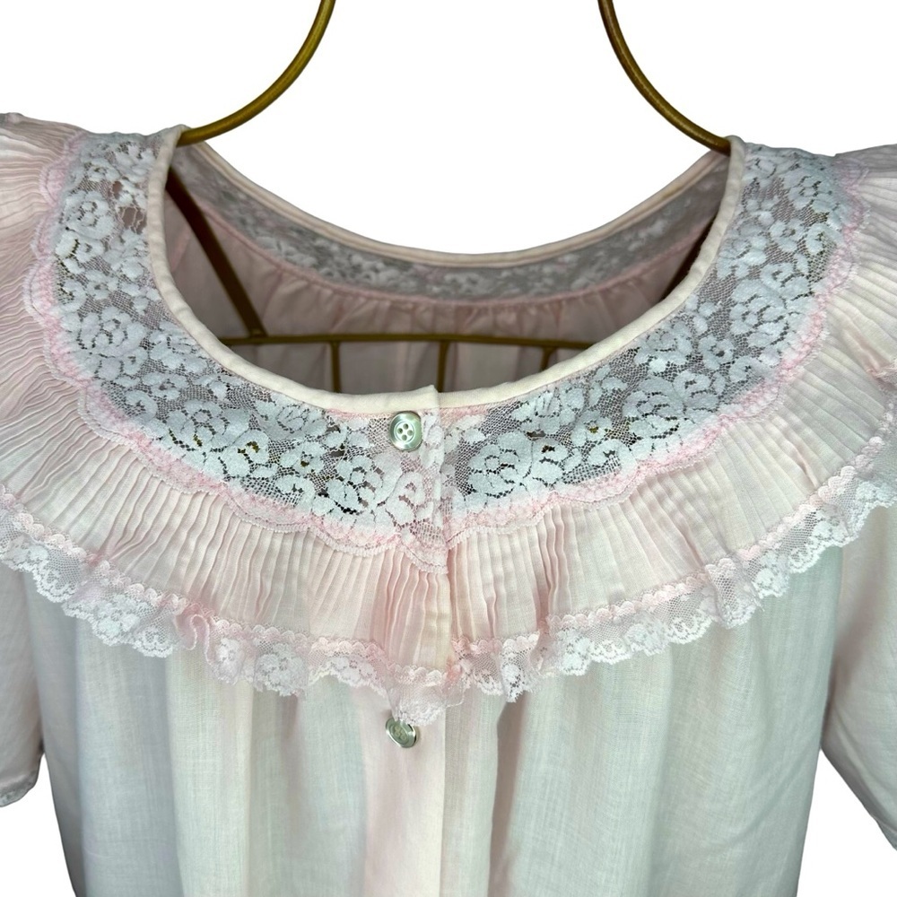 Vintage Gilead Cottagecore Lace Trim Nightgown - Women’s Size Large - Pale Pink - Picture 6 of 11